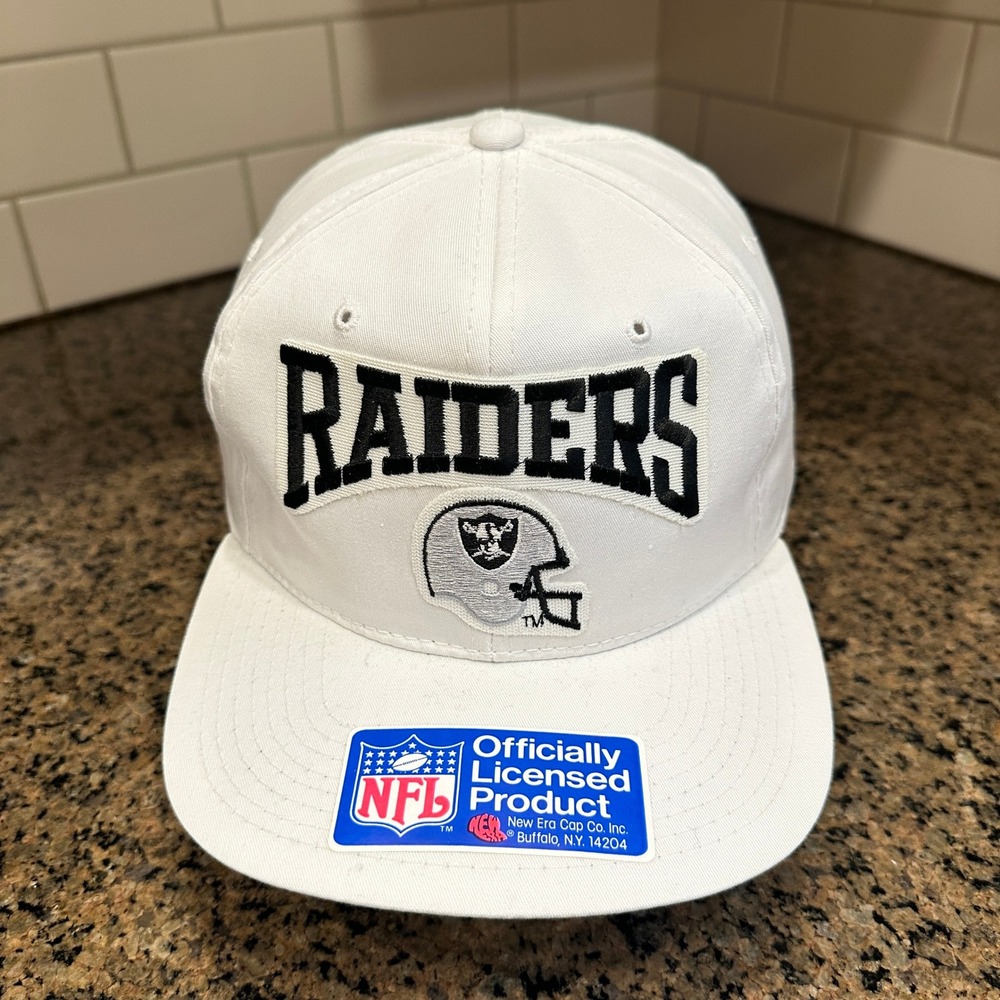 Raiders New Era Snapback Hat Vintage 1990s NFL White Korea Deadstock - Picture 2 of 8